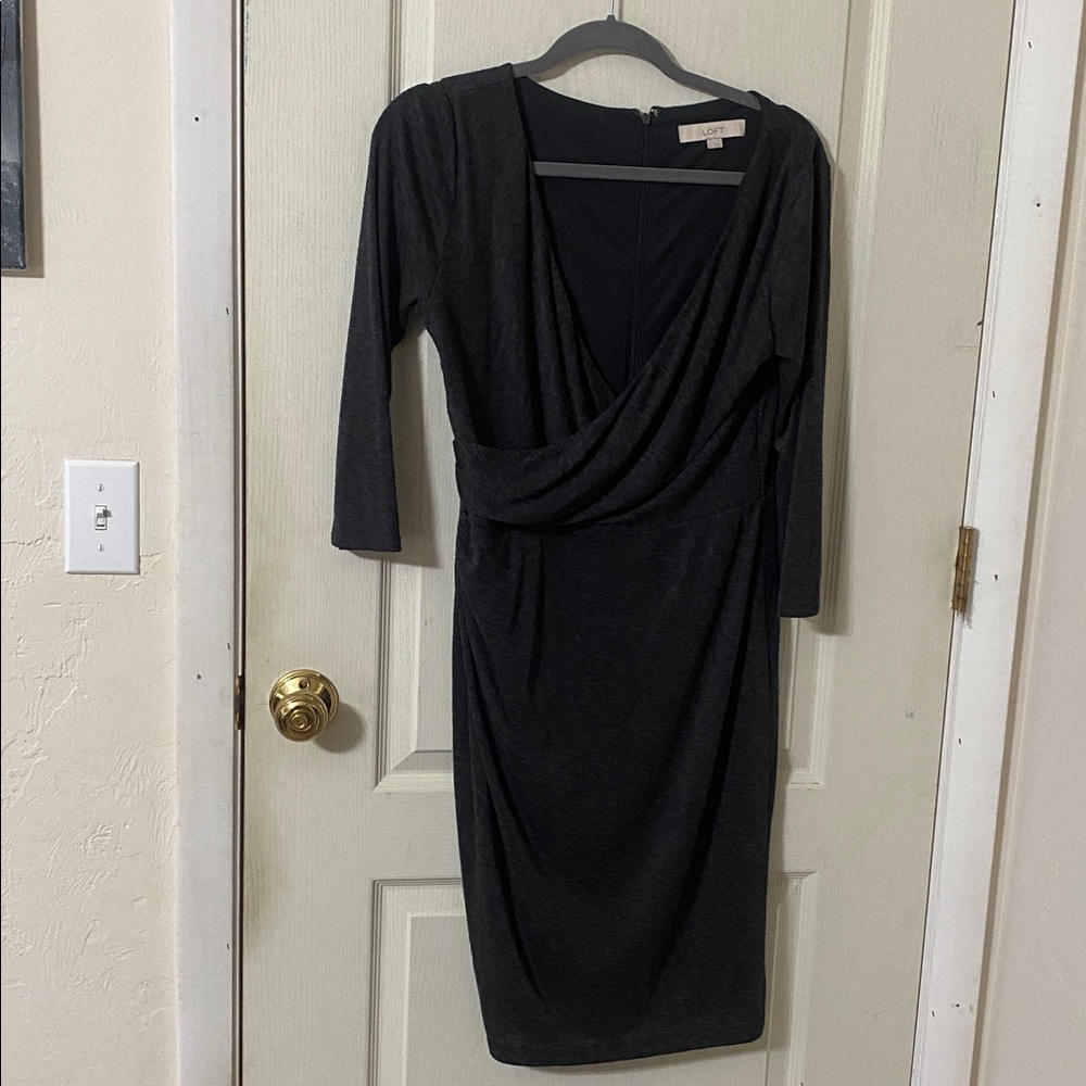 Women’s Gray  Loft Faux wrap dress size M